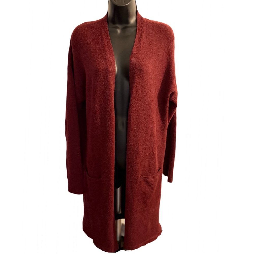 SO Burgundy Open-Front Cardigan